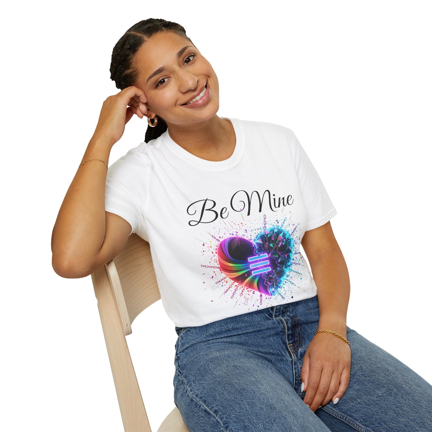 T-Shirt - "Be Mine" Rainbow Heart Equality Graphic Tee