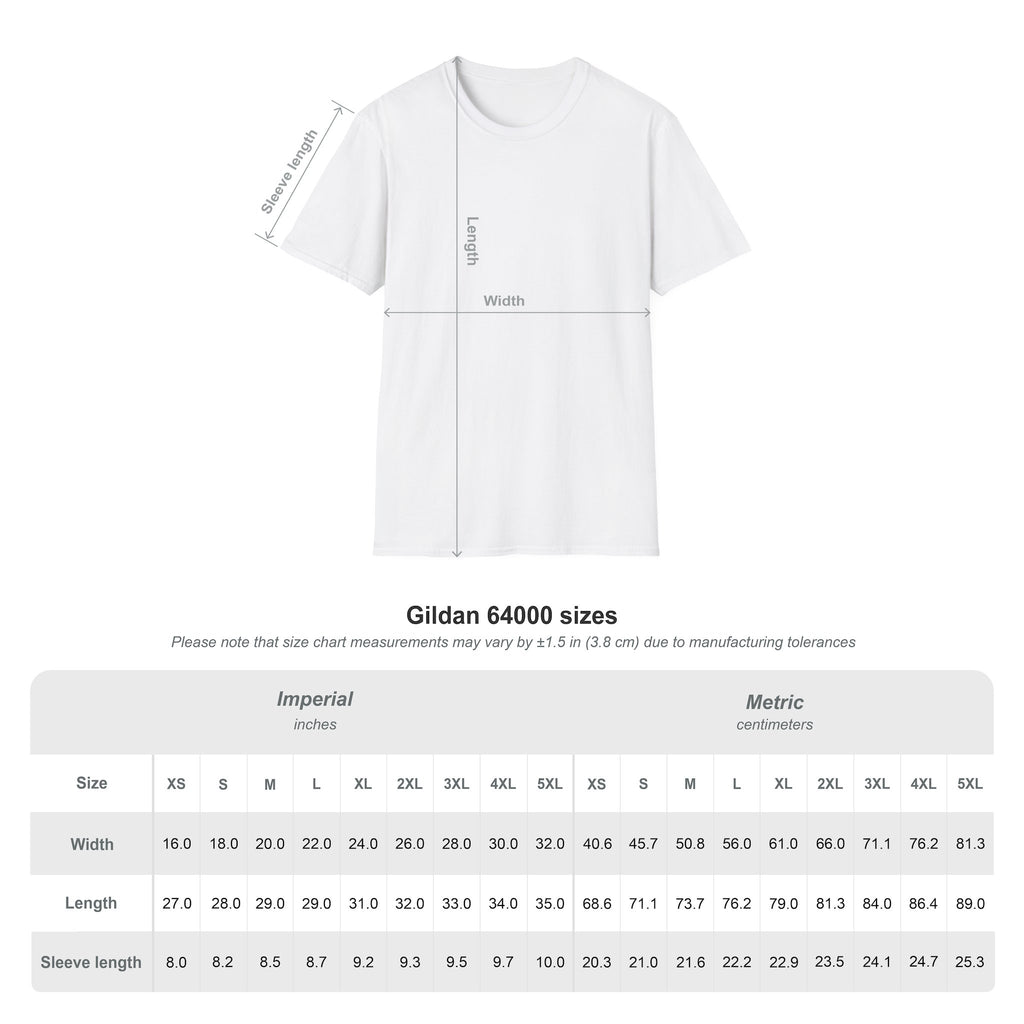 System Glitch cyberpunk graphic tee size chart with width, length and sleeve measurements