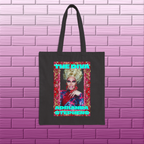 Front of the Adrianna Stephens The Diva tote bag featuring colorful custom portrait artwork