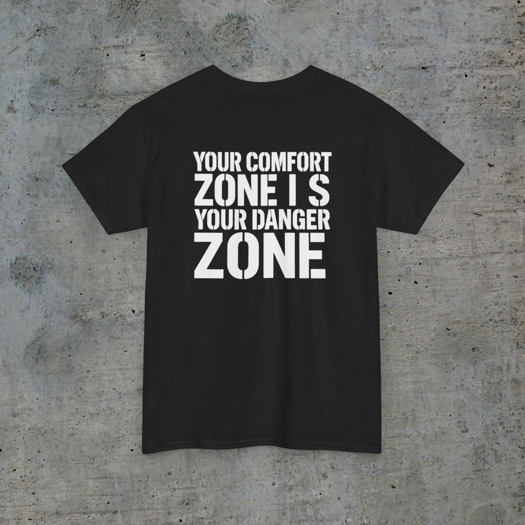 back view of the System Glitch tee showing the white statement print