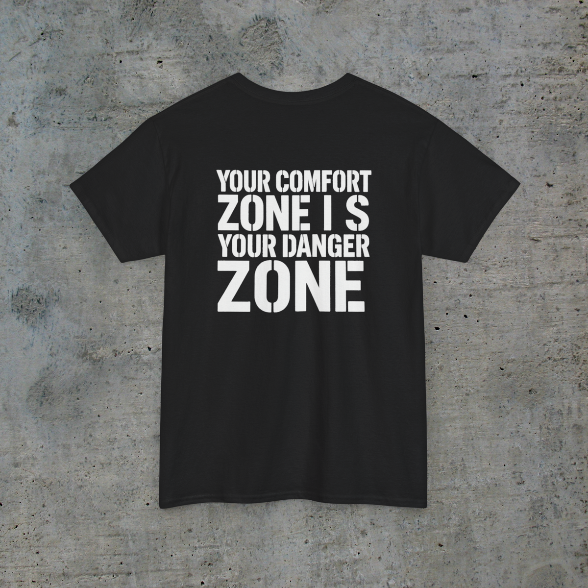  back view of the System Glitch tee showing the white statement print