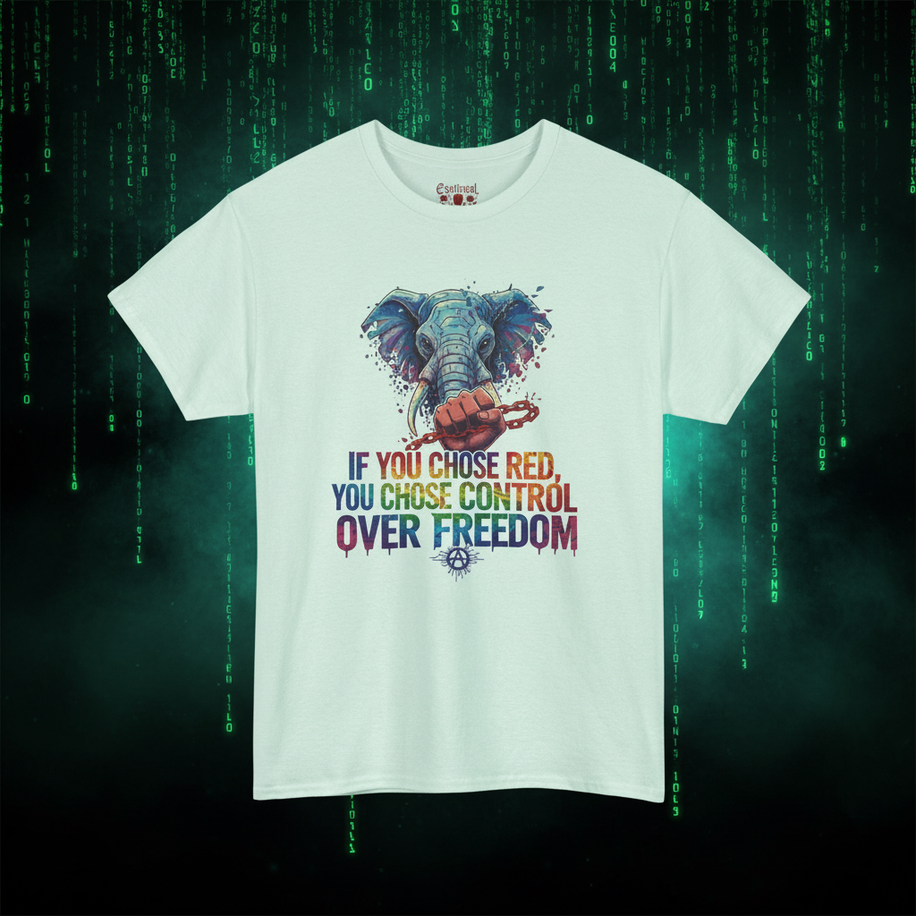 Elephant Freedom Tee — "If You Chose Red, You Chose Control Over Freedom" Graphic T-Shirt