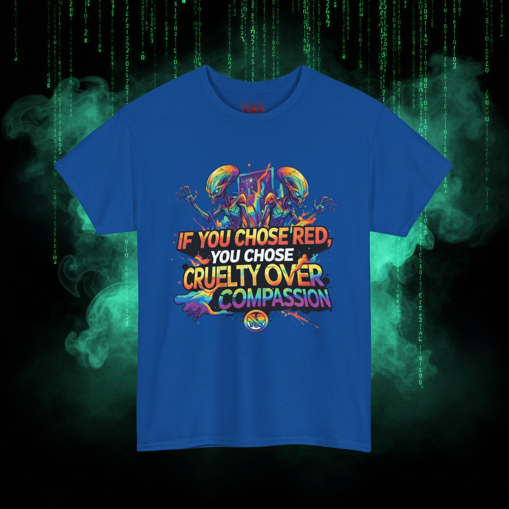 Empathy vs Cruelty Tee — "If You Choose Red, You Choose Cruelty" Sci‑Fi Protest Shirt