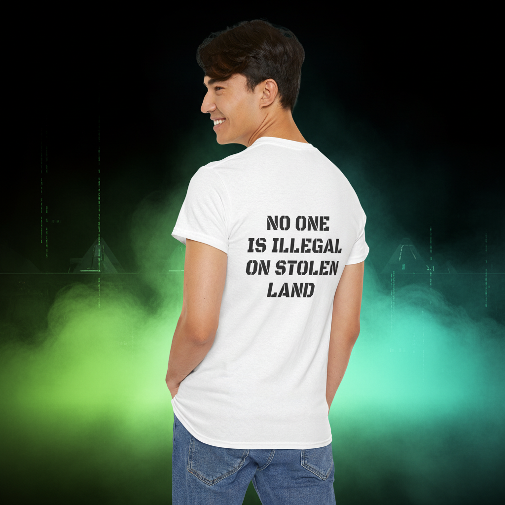 No One Is Illegal On Stolen Land Tee | Earth Unity Graphic | Exoticool