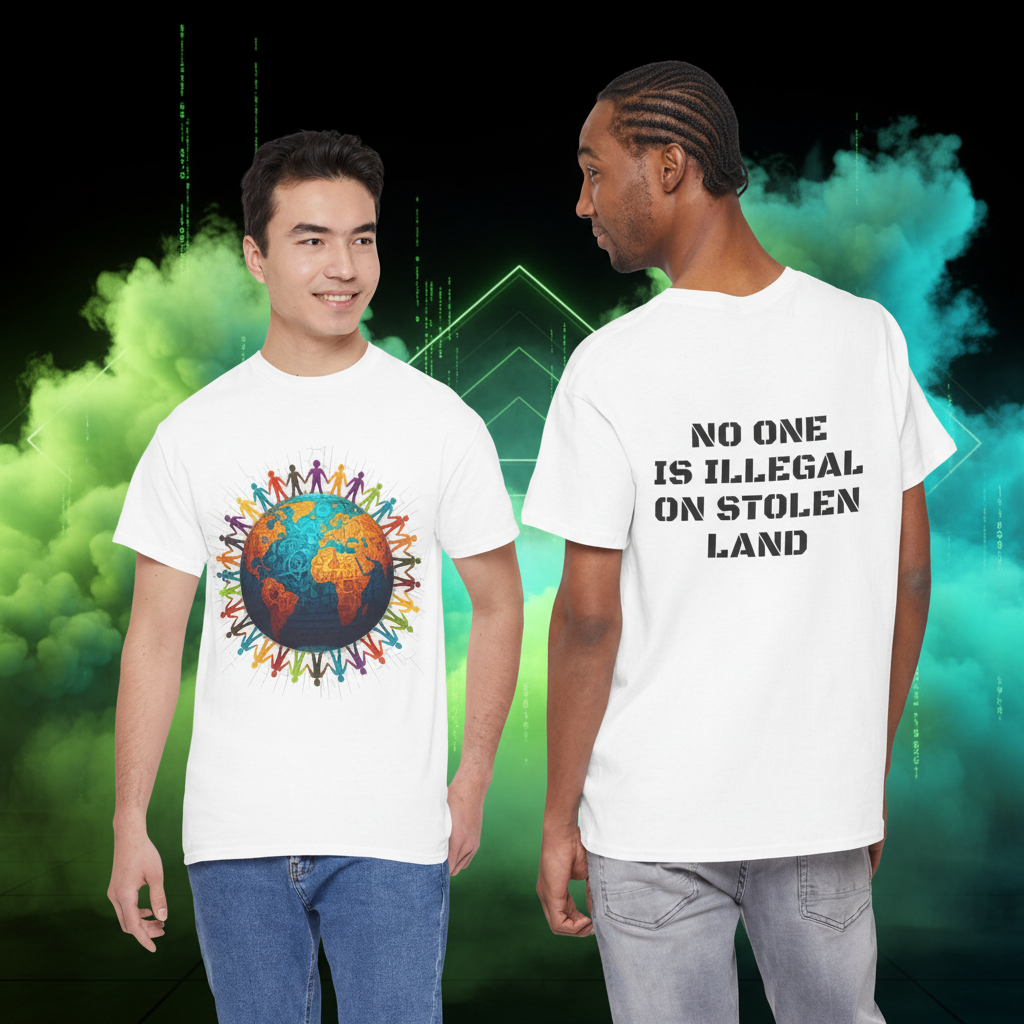 No One Is Illegal On Stolen Land Tee | Earth Unity Graphic | Exoticool