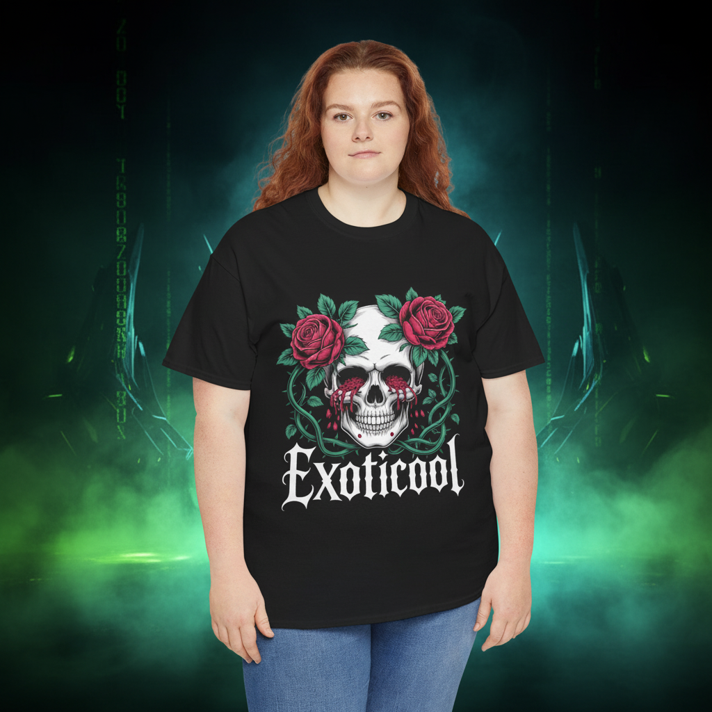 Skull Bleeding Eyes Dark Tee | Bold Gothic Graphic | Exoticool