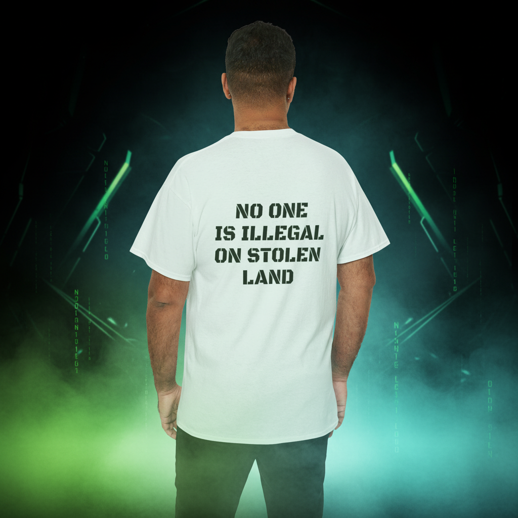 No One Is Illegal On Stolen Land Tee | Earth Unity Graphic | Exoticool