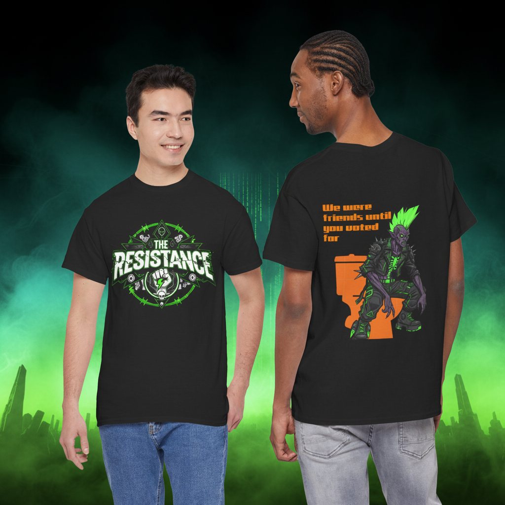 Resistance Graphic Tee — "Friendship Ended" Alien Toilet Satire—Exoticool