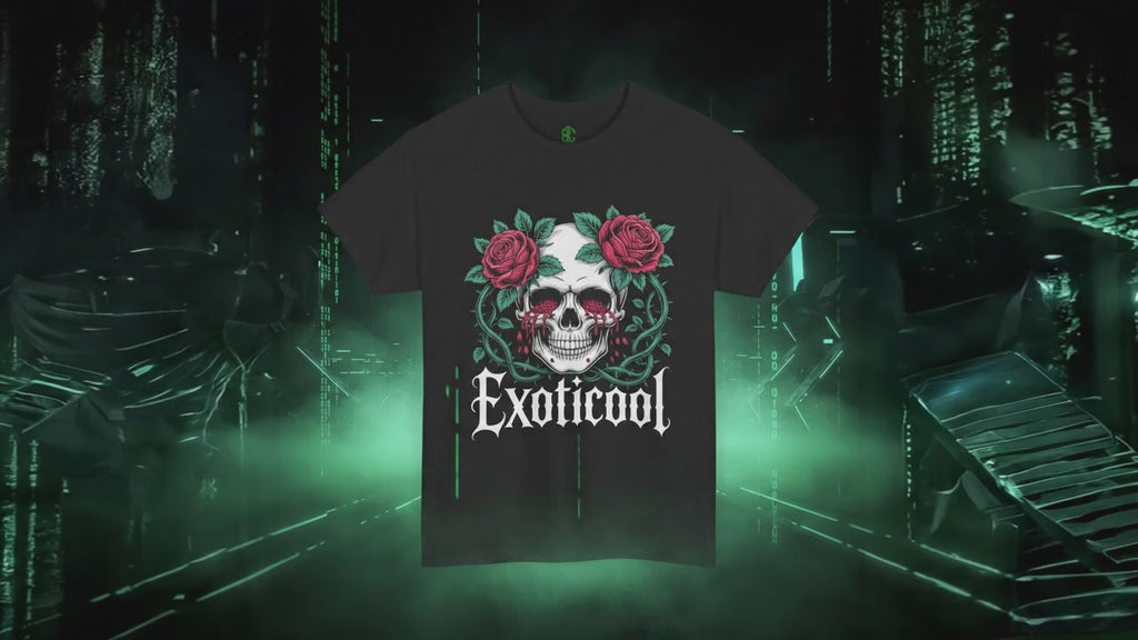 Skull Bleeding Eyes Dark Tee | Bold Gothic Graphic | Exoticool