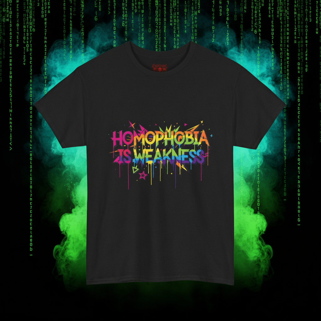 "Homophobia Is Weakness" Rainbow Graffiti T-Shirt