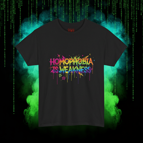 "Homophobia Is Weakness" Rainbow Graffiti T-Shirt