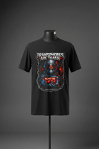 Front view of black Exoticool Transphobes Are Trash Trans Rights Graphic Tee on mannequin featuring bold “Transphobes Are Trash” statement graphic